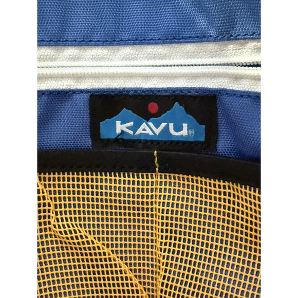KAVU Cocoa Beach Travel Tote/Sling Bag Blue Canvas/Yellow Mesh Summer Adventure - Picture 7 of 13